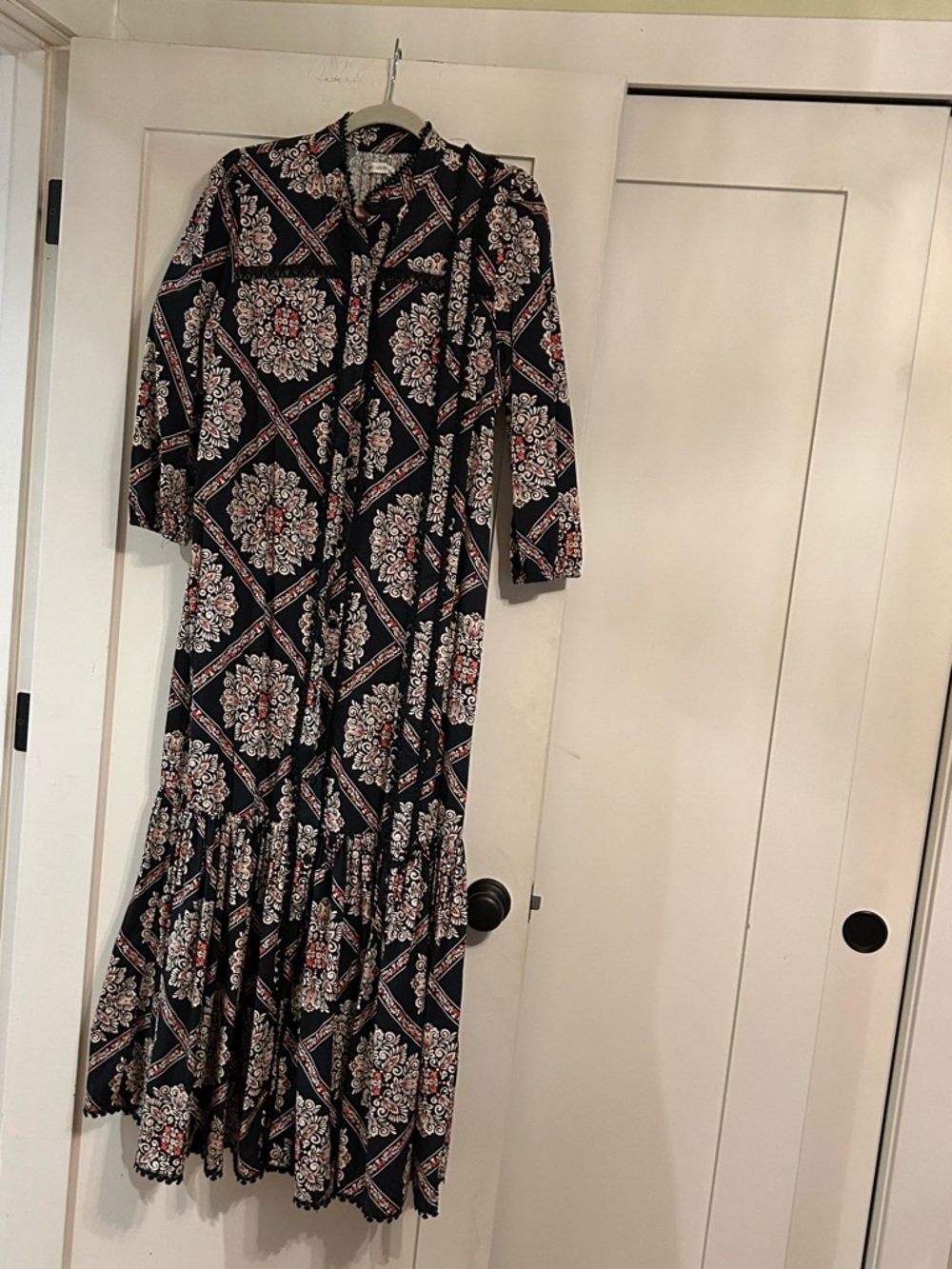 Avec Les Filles Black Floral Medallion Maxi Dress